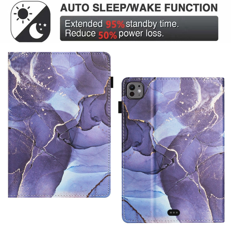 For iPad Pro 11 2025 / 2024 Marble Litchi Leather Smart Tablet Case(Grey) by buy2fix