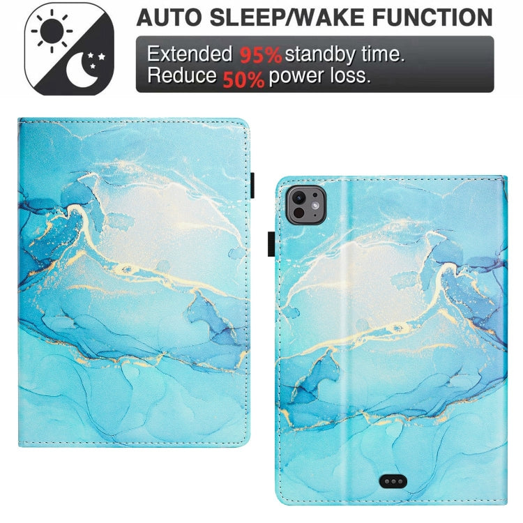 For iPad Air 11 2025 / 2024 Marble Litchi Leather Smart Tablet Case(Green) by buy2fix