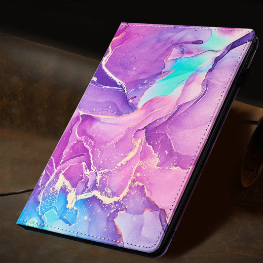 For Lenovo Tab M11/ Xiaoxin Pad 11 2024 Marble Litchi Leather Smart Tablet Case(Purple) by buy2fix