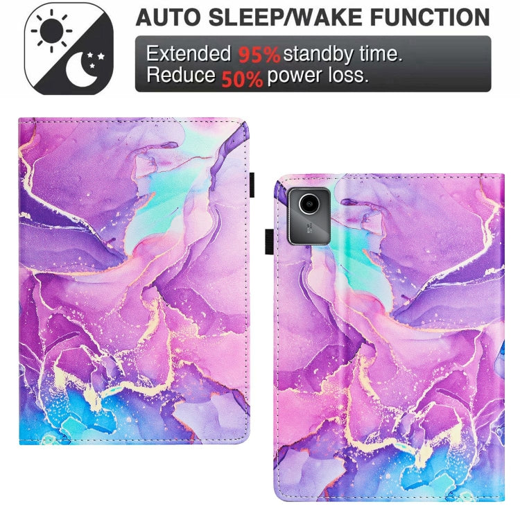 For Lenovo Tab M11/ Xiaoxin Pad 11 2024 Marble Litchi Leather Smart Tablet Case(Purple) by buy2fix