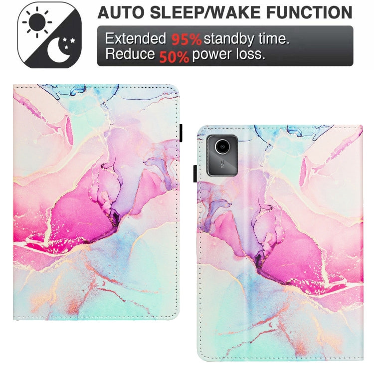 For Lenovo Tab M11/ Xiaoxin Pad 11 2024 Marble Litchi Leather Smart Tablet Case(Pink) by buy2fix