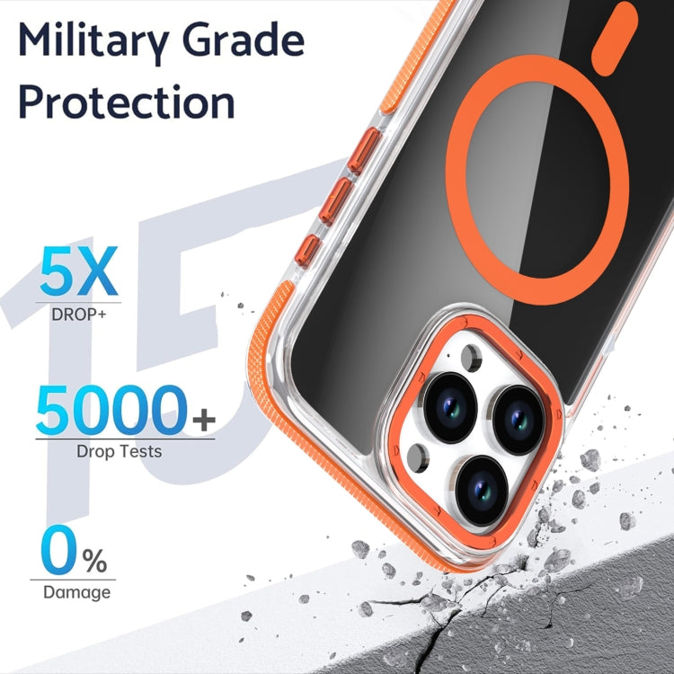 For iPhone 14 Pro Magsafe Dual-Color Transparent Black Full Coverage Phone Case(Gray) by buy2fix