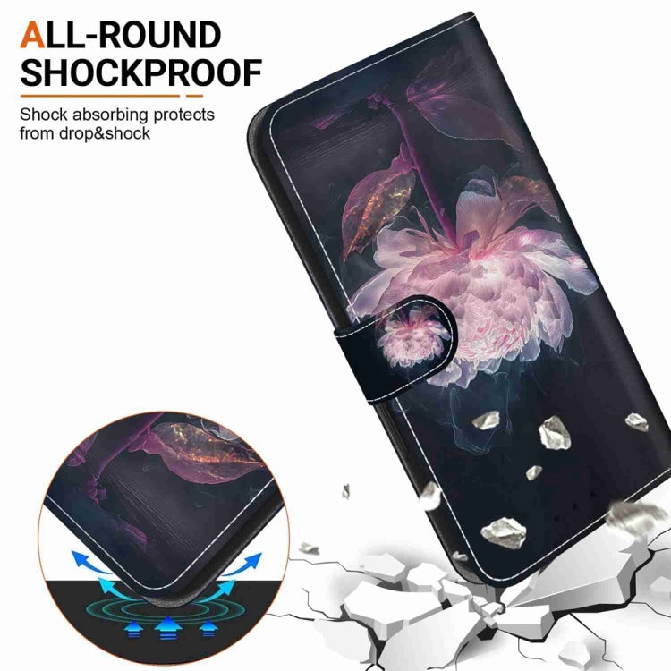 For Samsung Galaxy S25 Ultra 5G Crystal Texture Colored Drawing Leather Phone Case(Purple Peony) by buy2fix