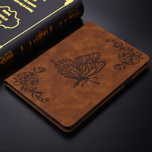 For Huawei MatePad SE 11 2024 Butterfly Flower Embossed Leather Tablet Case(Brown) by buy2fix