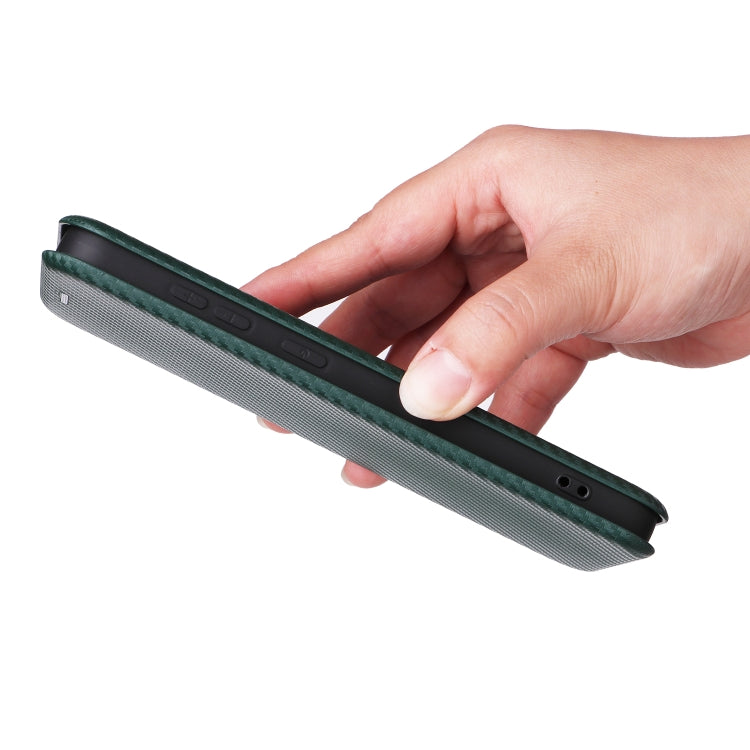 For Samsung Galaxy S25 5G Carbon Fiber Texture Flip Leather Phone Case(Green) by buy2fix