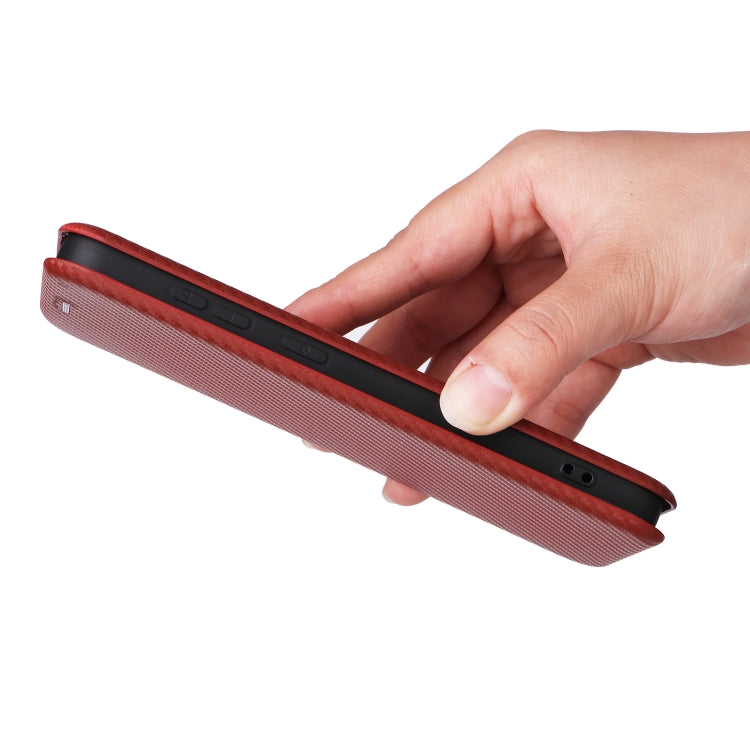 For Samsung Galaxy S25 5G Carbon Fiber Texture Flip Leather Phone Case(Brown) by buy2fix