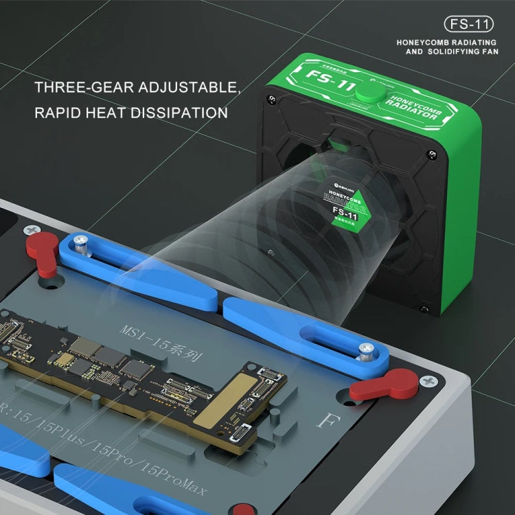 Mijing FS-11 Cooling + UV Curing + Smoke Extraction Honeycomb Radiating Fan(Black) by MIJING