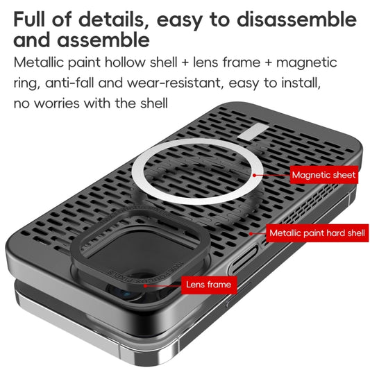 For iPhone 15 Hollow Cooling MagSafe Phone Case(Black) by buy2fix