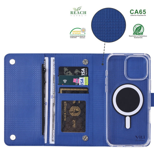 For iPhone 15 ViLi GHB-C Series RFID MagSafe Magnetic Flip Leather Phone Case(Blue) by ViLi