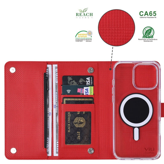 For iPhone 15 Plus ViLi GHB-C Series RFID MagSafe Magnetic Flip Leather Phone Case(Red) by ViLi