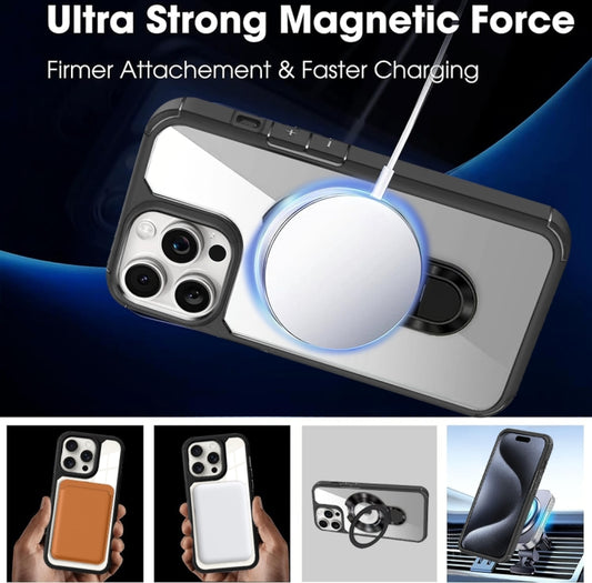 For iPhone 15 MagSafe Acrylic Hybrid TPU Phone Case with Holder(Purple) by buy2fix