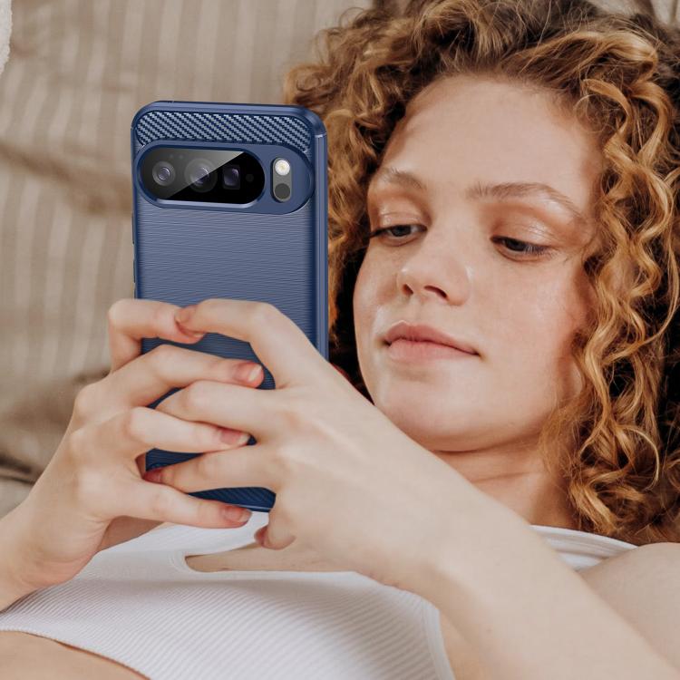 For Google Pixel 10 Pro XL Carbon Fiber Brushed Texture TPU Phone Case(Blue) - Google Cases by buy2fix | Online Shopping UK | buy2fix