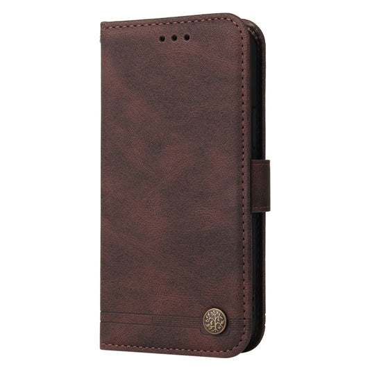 For Samsung Galaxy S25+ 5G Skin Feel Life Tree Metal Button Leather Phone Case(Brown) by buy2fix