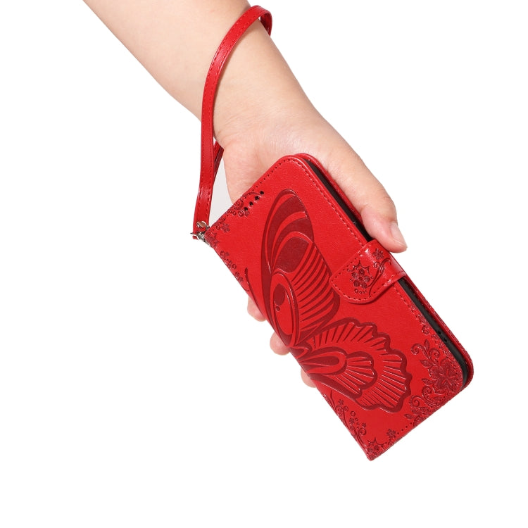 For Samsung Galaxy S25 Ultra 5G Swallowtail Butterfly Embossed Leather Phone Case(Red) by buy2fix