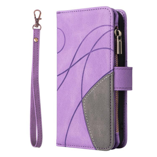 For iPhone Air Dual-color 9 Card Slots Zipper Wallet Leather Phone Case(Purple) - iPhone Air Cases by buy2fix | Online Shopping UK | buy2fix