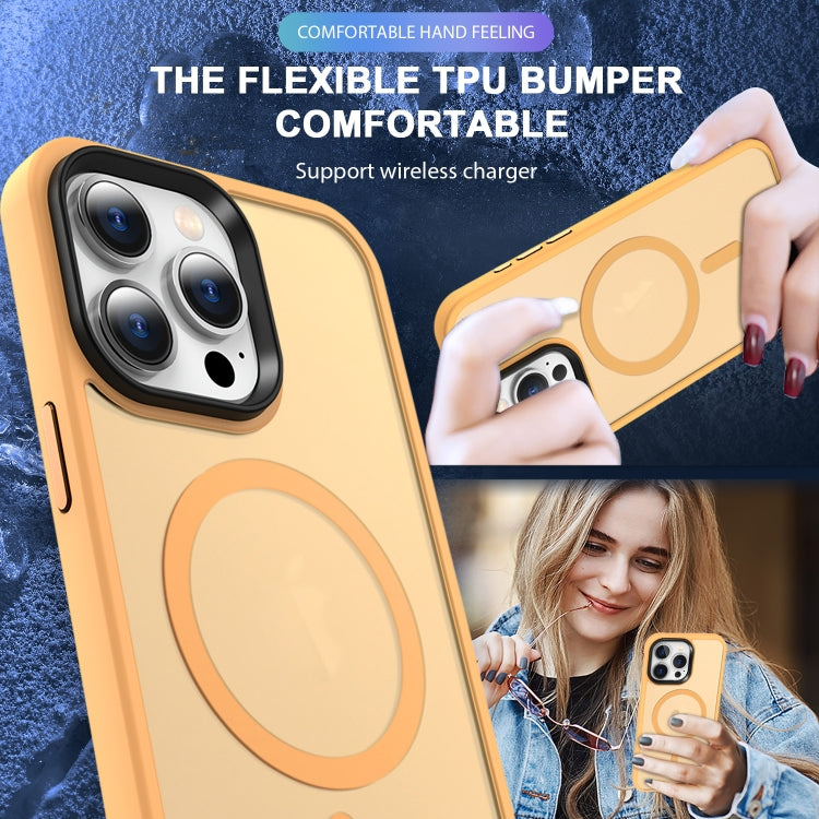 For iPhone 14 Plus MagSafe Magnetic Skin Feel Frosted Phone Case(Orange) by buy2fix