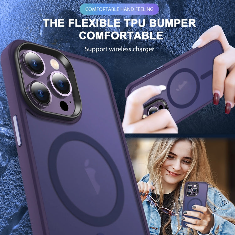 For iPhone 14 Pro MagSafe Magnetic Skin Feel Frosted Phone Case(Dark Purple) by buy2fix