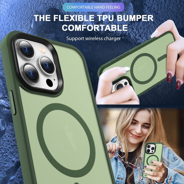 For iPhone 15 Plus MagSafe Magnetic Skin Feel Frosted Phone Case(Dark Green) by buy2fix