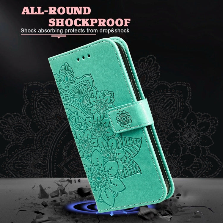 For Redmi K70 Ultra Seven-petal Flowers Embossing Leather Phone Case(Green) by buy2fix