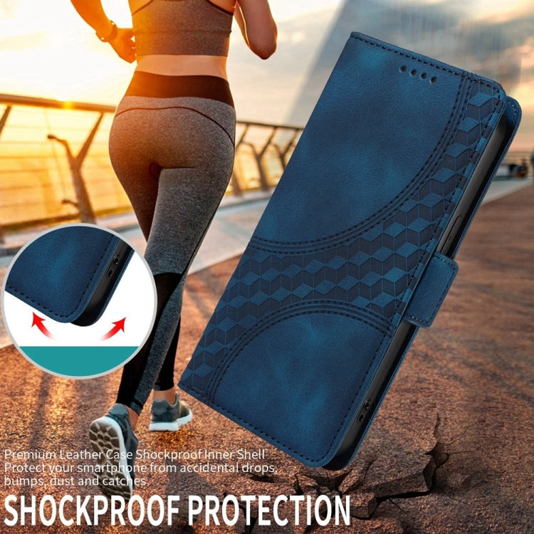 For OnePlus 13 Embossed Rhombus Starry Leather Phone Case(Blue) by buy2fix