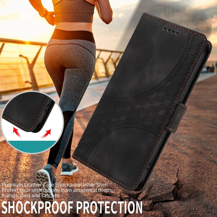 For OnePlus 13 Embossed Rhombus Starry Leather Phone Case(Black) by buy2fix