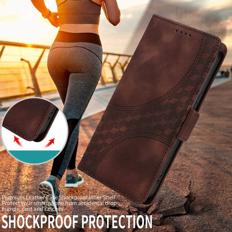 For Samsung Galaxy S25 Ultra 5G Embossed Rhombus Starry Leather Phone Case(Brown) by buy2fix