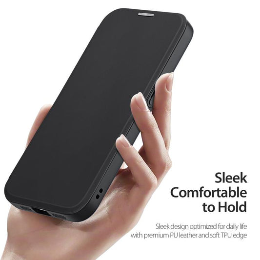 For iPhone 16e DUX DUCIS Skin X Pro Series MagSafe Ring Holder Leather Phone Case(Black) - iPhone 16e Cases by DUX DUCIS | Online Shopping UK | buy2fix