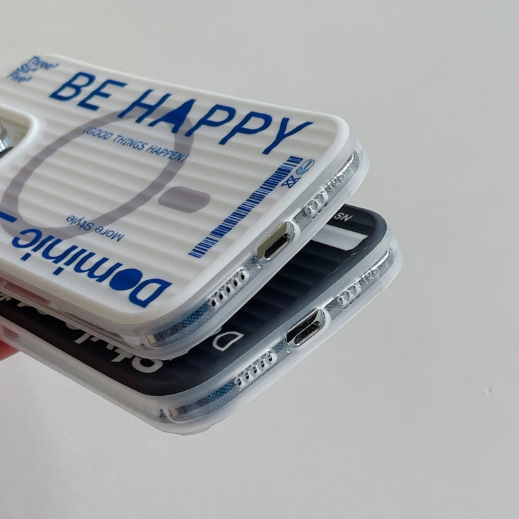 For iPhone 15 Striped Skin Feel Magnetic Magsafe Phone Case(Black) by buy2fix