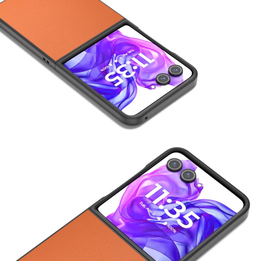 For Motorola Razr 50 Ultra PU Leather Black Frame Full Coverage Phone Case(Orange) by buy2fix