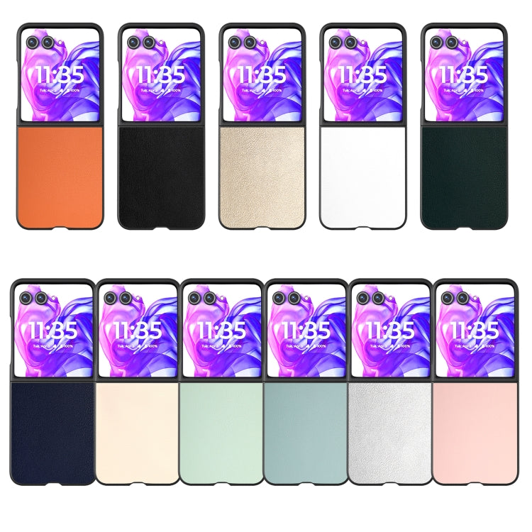 For Motorola Razr 50 Ultra PU Leather Black Frame Full Coverage Phone Case(Peach Pink) by buy2fix