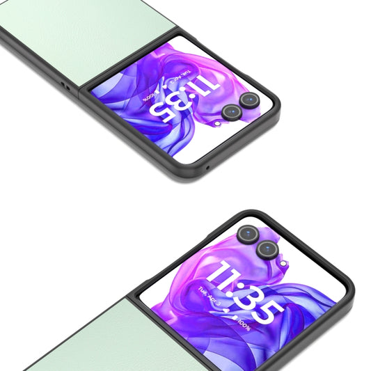 For Motorola Razr 50 Ultra PU Leather Black Frame Full Coverage Phone Case(Light Green) by buy2fix
