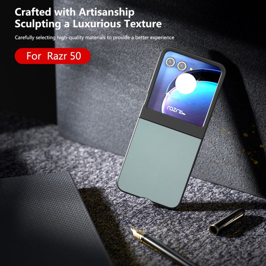 For Motorola Razr 50 PU Leather Black Frame Full Coverage Phone Case(Light Blue) by buy2fix
