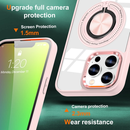 For iPhone 16 Pro Max Magnetic Rotating Ring Holder Phone Case(Pink) by buy2fix
