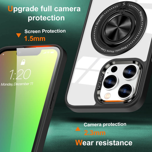 For iPhone 16 Pro Max Magnetic Rotating Ring Holder Phone Case(Black) by buy2fix