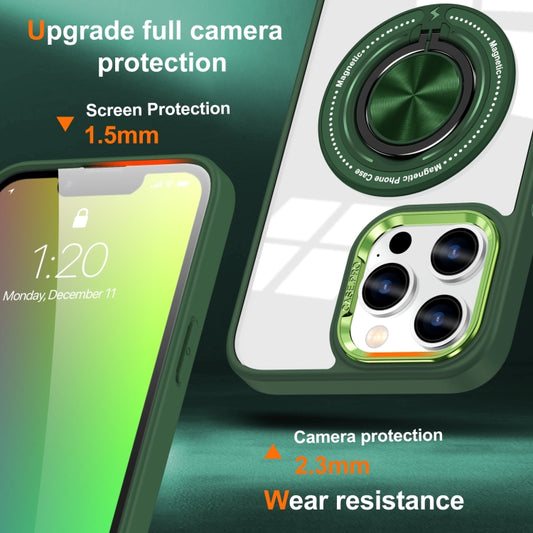 For iPhone 16 Pro Max Magnetic Rotating Ring Holder Phone Case(Dark Green) by buy2fix