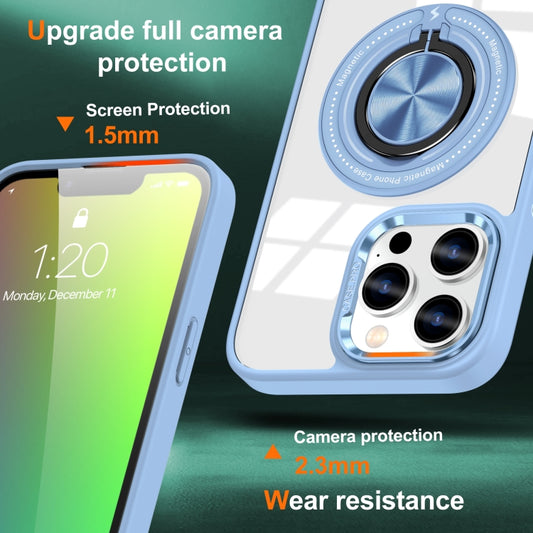 For iPhone 16 Pro Max Magnetic Rotating Ring Holder Phone Case(Light Blue) by buy2fix