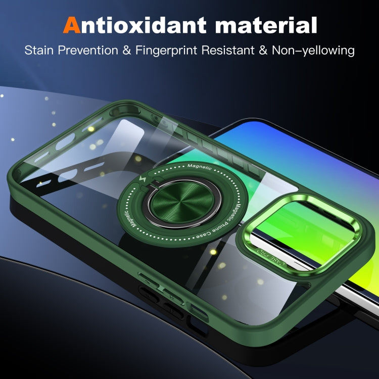 For iPhone 16 Pro Magnetic Rotating Ring Holder Phone Case(Dark Green) by buy2fix