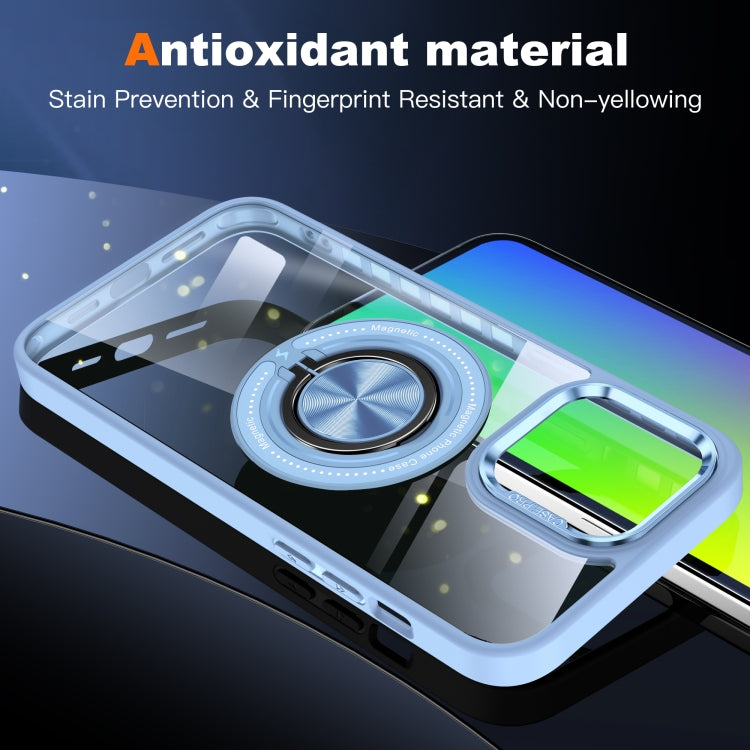 For iPhone 16 Pro Magnetic Rotating Ring Holder Phone Case(Light Blue) by buy2fix