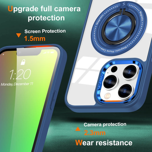 For iPhone 16 Pro Magnetic Rotating Ring Holder Phone Case(Dark Blue) by buy2fix