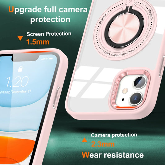 For iPhone 16 Plus Magnetic Rotating Ring Holder Phone Case(Pink) by buy2fix