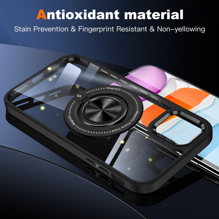 For iPhone 16 Plus Magnetic Rotating Ring Holder Phone Case(Black) by buy2fix