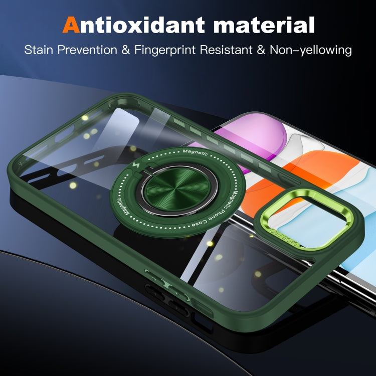 For iPhone 16 Plus Magnetic Rotating Ring Holder Phone Case(Dark Green) by buy2fix