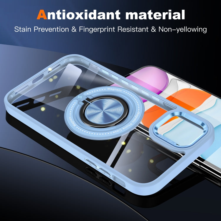 For iPhone 16 Plus Magnetic Rotating Ring Holder Phone Case(Light Blue) by buy2fix
