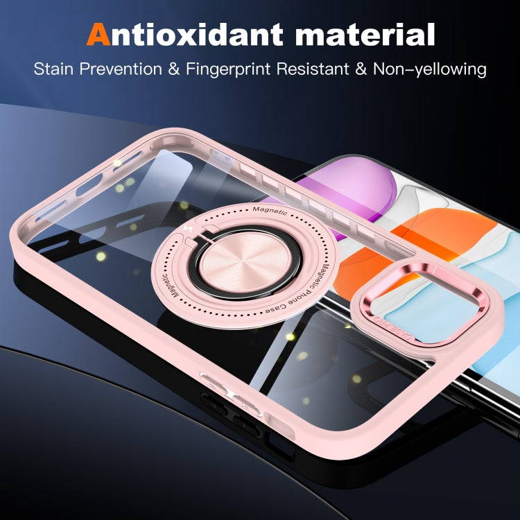 For iPhone 16 Magnetic Rotating Ring Holder Phone Case(Pink) by buy2fix