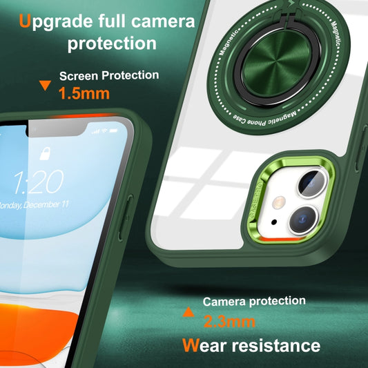 For iPhone 16 Magnetic Rotating Ring Holder Phone Case(Dark Green) by buy2fix