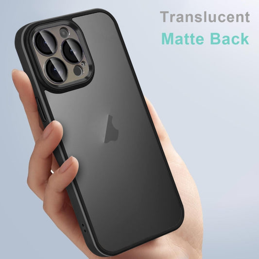 For iPhone 14 Pro Max Colorful Armor Lens Film Translucent Skin Feel Phone Case(Black) by buy2fix