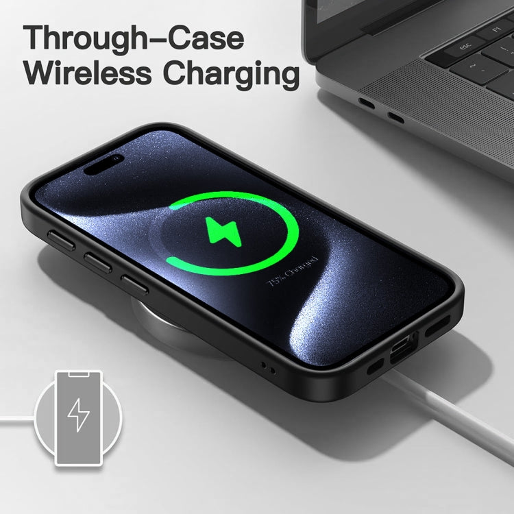 For iPhone 14 Pro Max Colorful Armor Lens Film Translucent Skin Feel MagSafe Phone Case(Blue) by buy2fix