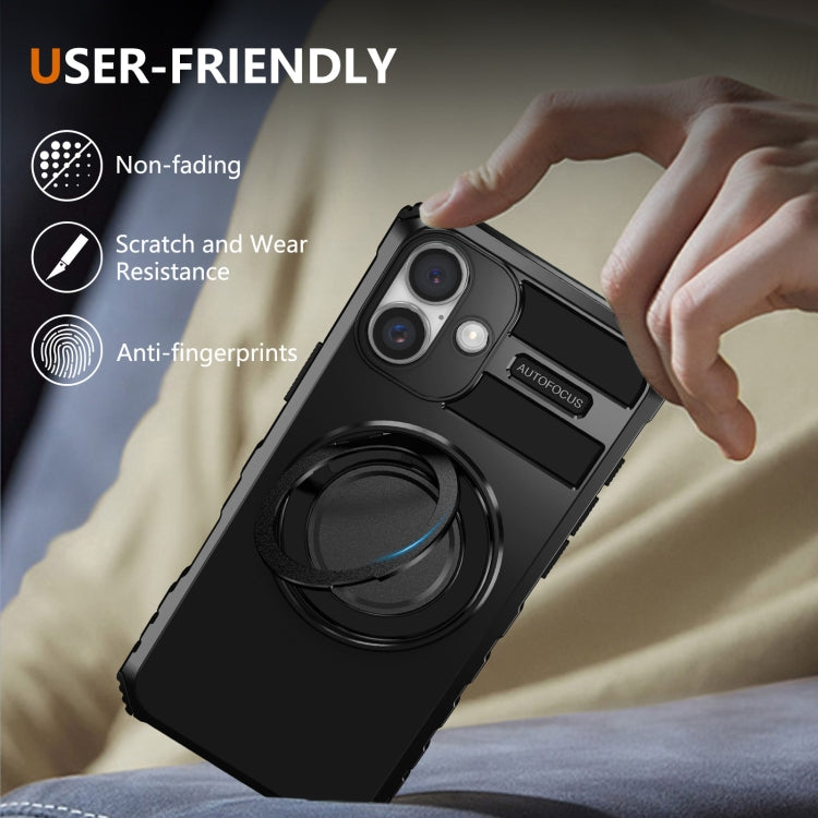 For iPhone 16 Plus Rotating Magnetic Holder Phone Case(Black) by buy2fix