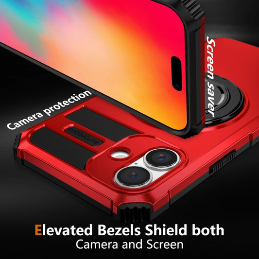 For iPhone 16 Rotating Magnetic Holder Phone Case(Red) by buy2fix