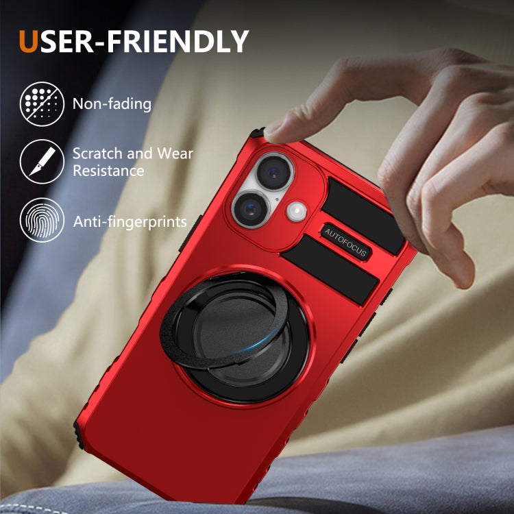 For iPhone 16 Rotating Magnetic Holder Phone Case(Red) by buy2fix